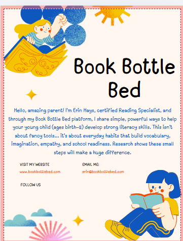 Book Bottle Bed Basics- Promoting Early Literacy for Your Child